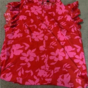 SHEIN Pink Ruffled Sleeveless Blouse